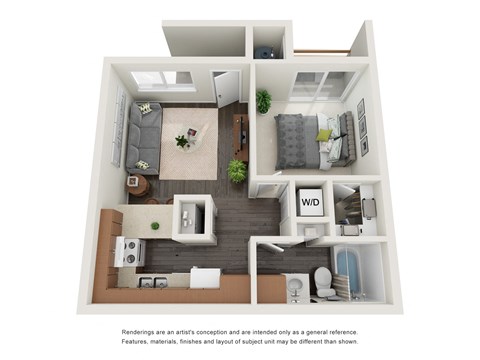 One Bedroom Floorplan at Sunset Landing Apartments